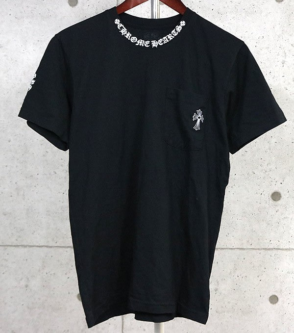 CHROME HEARTS Neck Logo CH Cross Pocket T-Shirt Black Size M