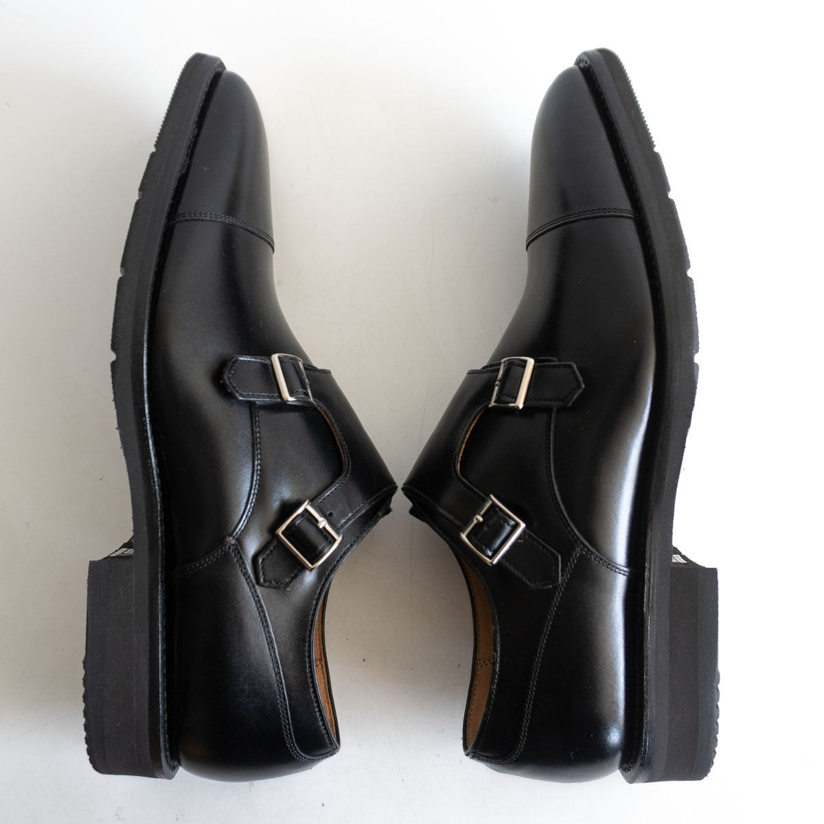 REGAL Monk Strap Leather Shoes Black Size 8.5