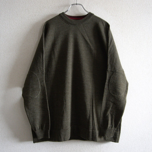 CASEY CASEY S19001 Wool Crew Neck Knit Olive Size M