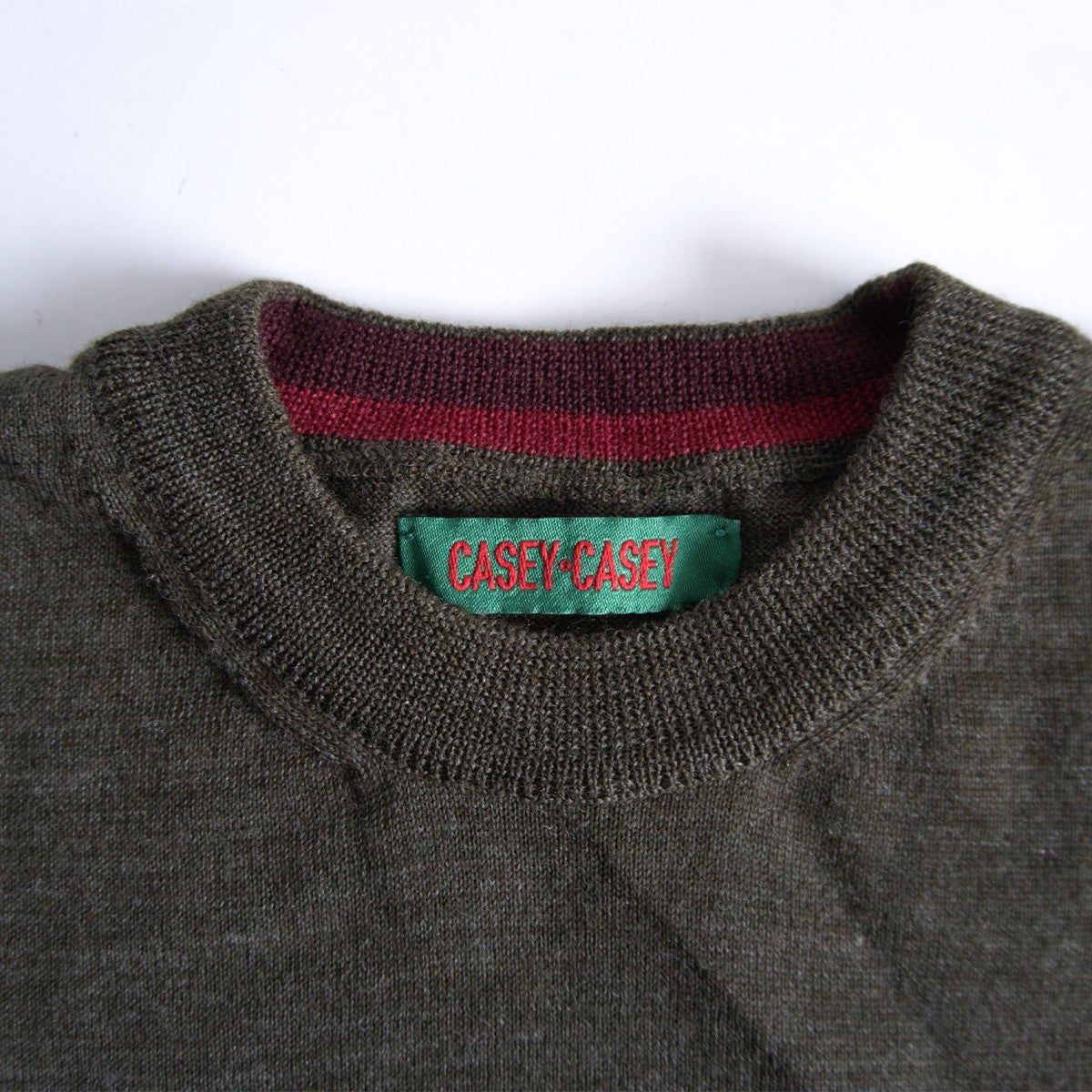 CASEY CASEY S19001 Wool Crew Neck Knit Olive Size M