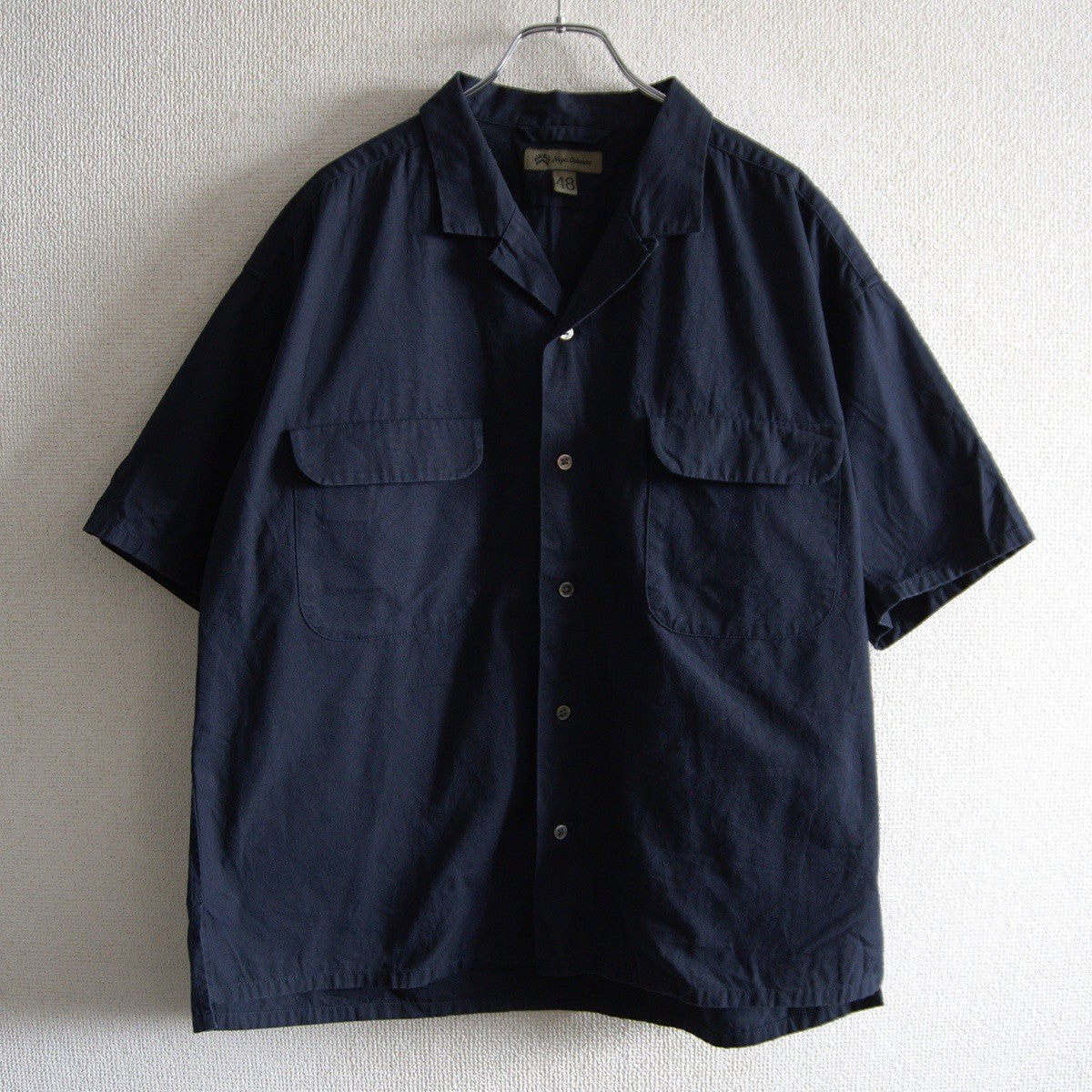 Nigel Cabourn OPEN COLLAR SHIRT COTTON TWILL Blue Size 48