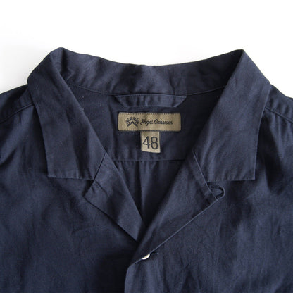 Nigel Cabourn OPEN COLLAR SHIRT COTTON TWILL Blue Size 48