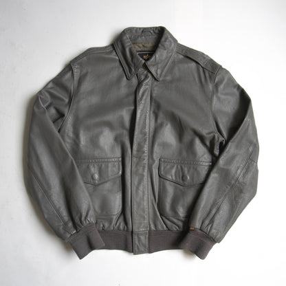 Alpha Industries A-2 Leather Flight Jacket Gray Size M