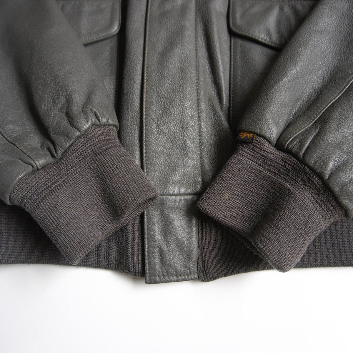 Alpha Industries A-2 Leather Flight Jacket Gray Size M