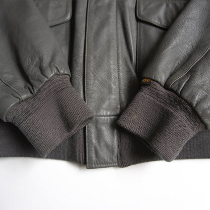Alpha Industries A-2 Leather Flight Jacket Gray Size M