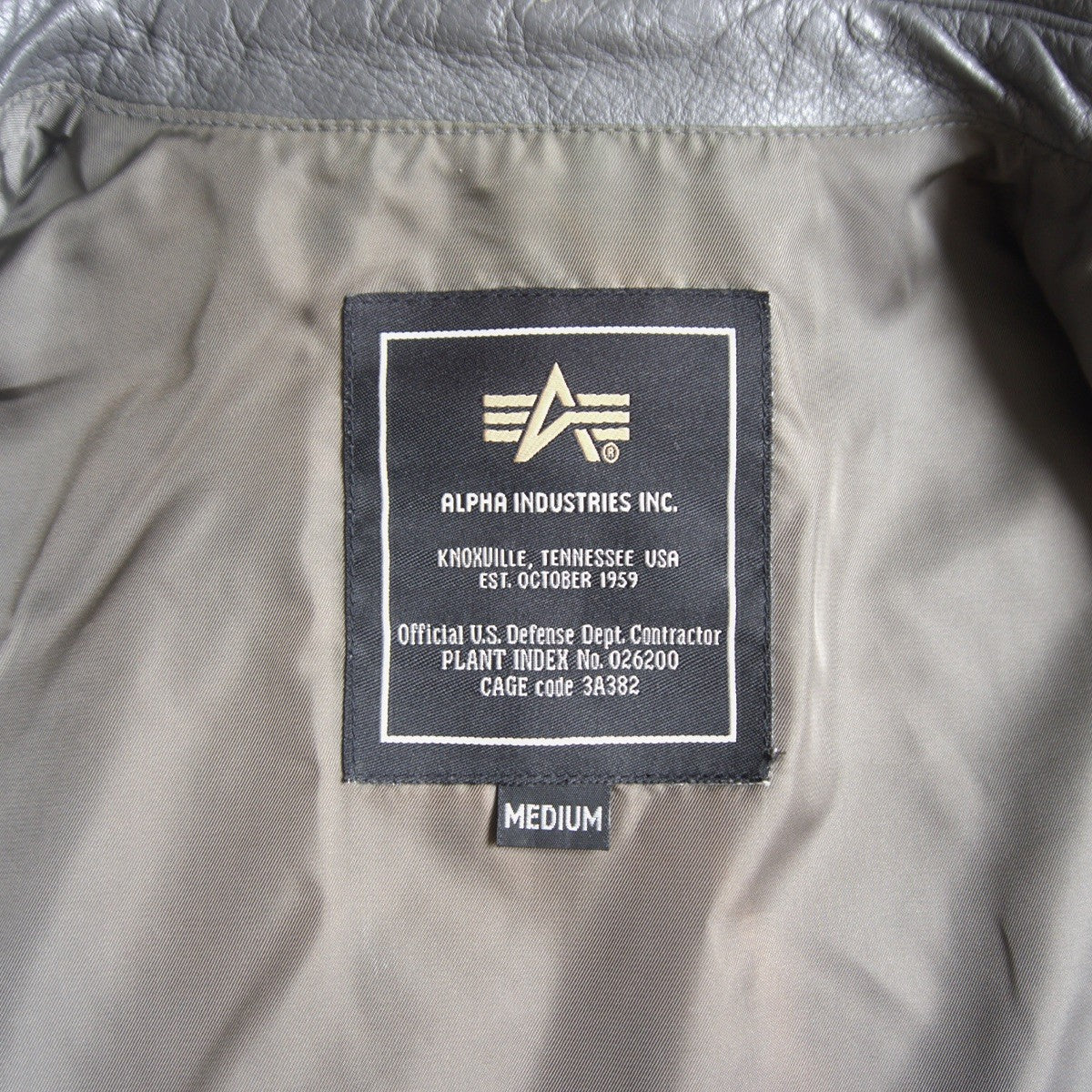 Alpha Industries A-2 Leather Flight Jacket Gray Size M