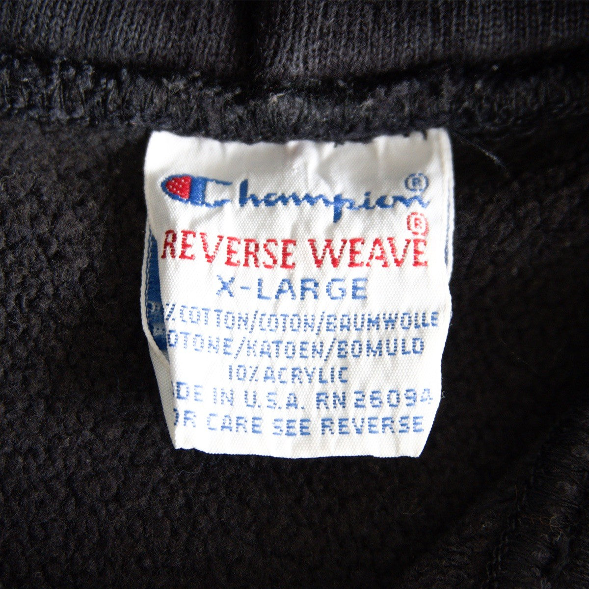 Champion 90S Reverse Weave Hoodie Black Size XL
