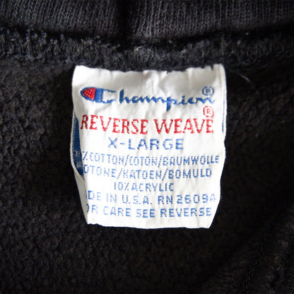 Champion 90S Reverse Weave Hoodie Black Size XL