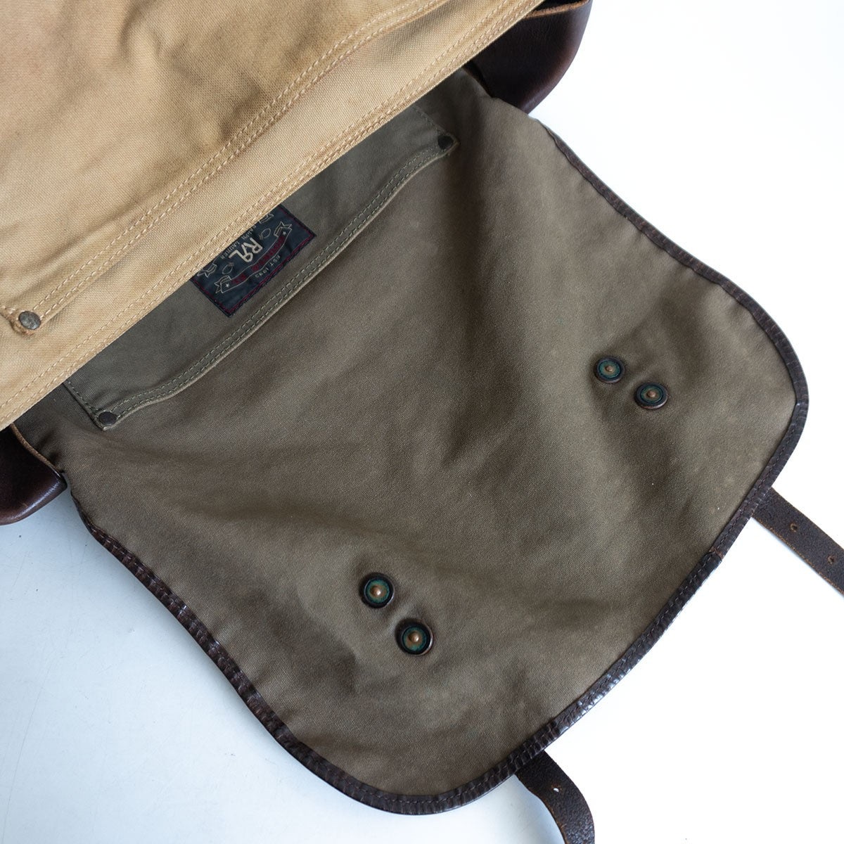 RRL Canvas Leather Shoulder Bag Made in Italy Size ONE SIZE