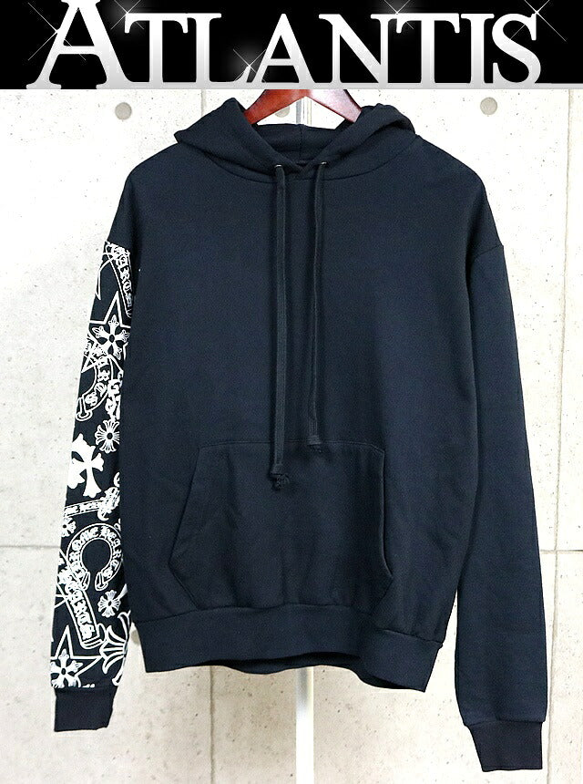 CHROME HEARTS Black Single Sleeve Multi Print Hoodie Size S