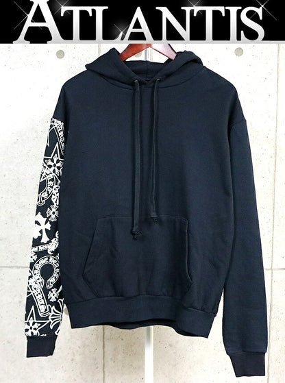 CHROME HEARTS Black Single Sleeve Multi Print Hoodie Size S