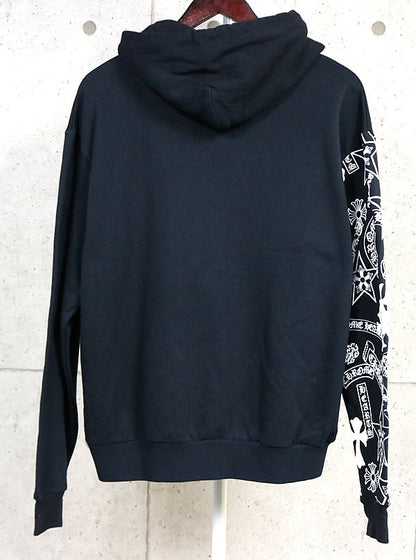 CHROME HEARTS Black Single Sleeve Multi Print Hoodie Size S