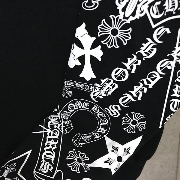 CHROME HEARTS Black Single Sleeve Multi Print Hoodie Size S