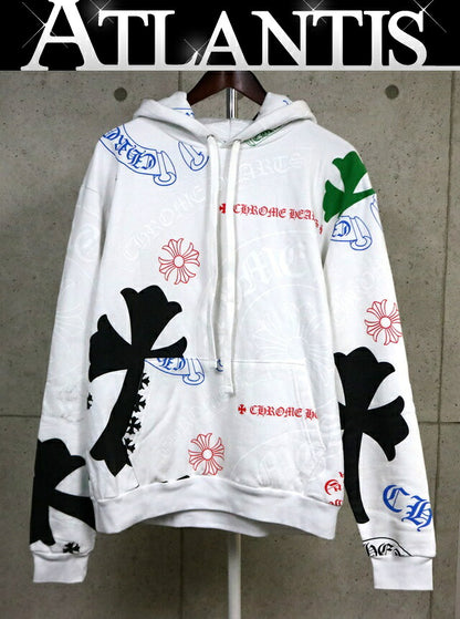 CHROME HEARTS Stencil Print Pullover Hoodie White Size M