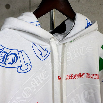 CHROME HEARTS Stencil Print Pullover Hoodie White Size M