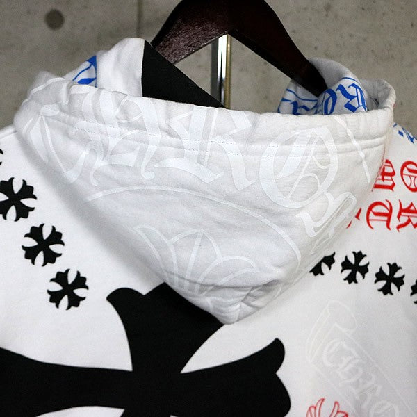 CHROME HEARTS Stencil Print Pullover Hoodie White Size M