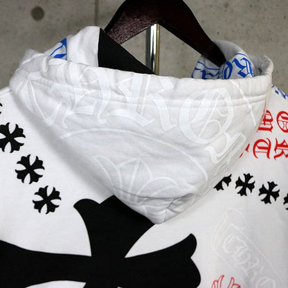 CHROME HEARTS Stencil Print Pullover Hoodie White Size M