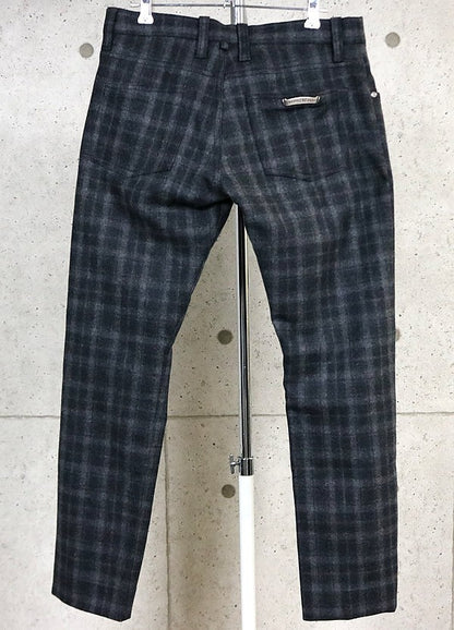 CHROME HEARTS Cross Button 5-Pocket Wool Check Pants Size 32