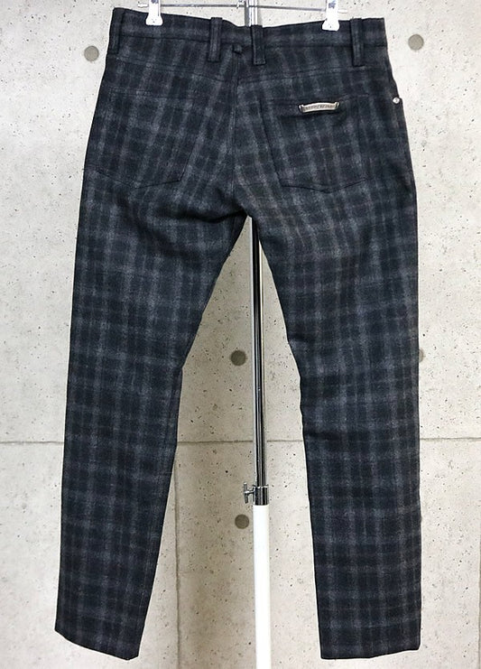 CHROME HEARTS Cross Button 5-Pocket Wool Check Pants Size 32