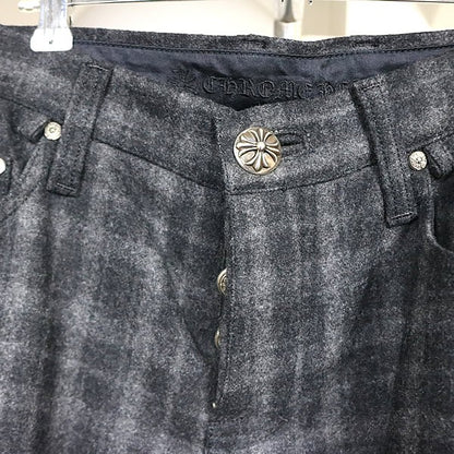 CHROME HEARTS Cross Button 5-Pocket Wool Check Pants Size 32