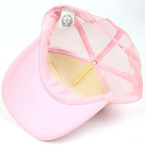 CHROME HEARTS Pink Vintage Leather Trucker Hat SV925 Accents