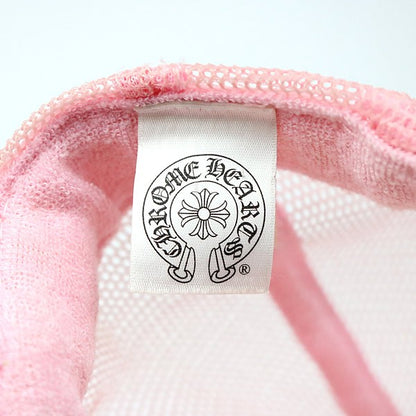 CHROME HEARTS Pink Vintage Leather Trucker Hat SV925 Accents