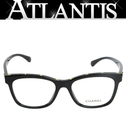 CHANEL Coco Mark Logo Plastic Glasses Black Yellow Size 51