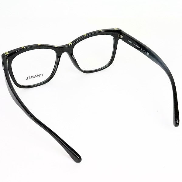 CHANEL Coco Mark Logo Plastic Glasses Black Yellow Size 51