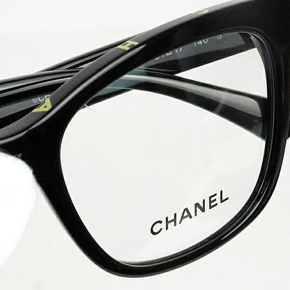CHANEL Coco Mark Logo Plastic Glasses Black Yellow Size 51