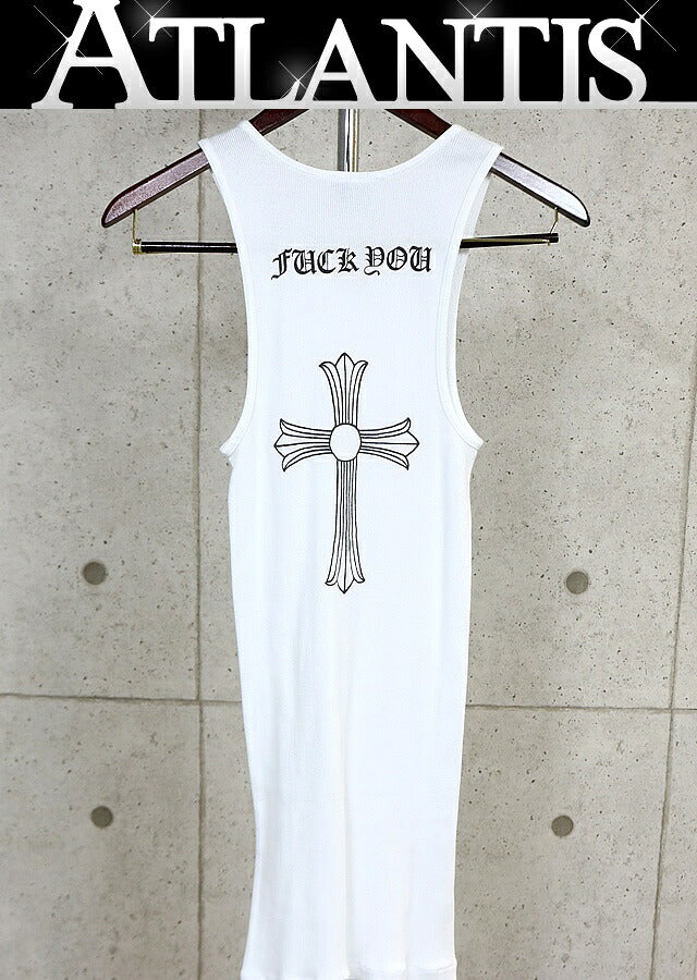 CHROME HEARTS Vintage "FUCK YOU" T-Bar Tank Top White Size M