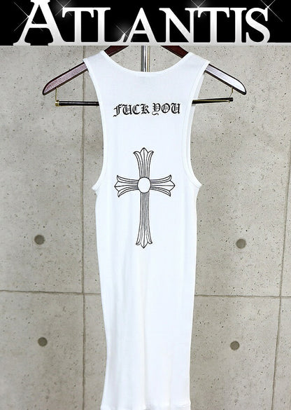 CHROME HEARTS Vintage "FUCK YOU" T-Bar Tank Top White Size M