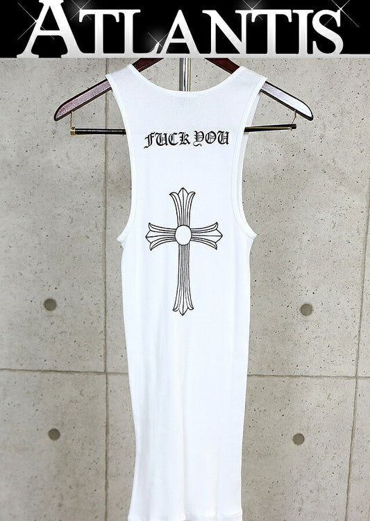 CHROME HEARTS Vintage "FUCK YOU" T-Bar Tank Top White Size M