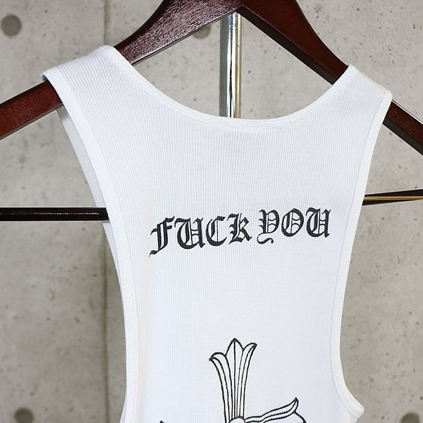 CHROME HEARTS Vintage "FUCK YOU" T-Bar Tank Top White Size M