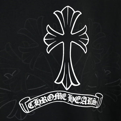 CHROME HEARTS CH Cross Scroll Label T-Shirt Black Size S