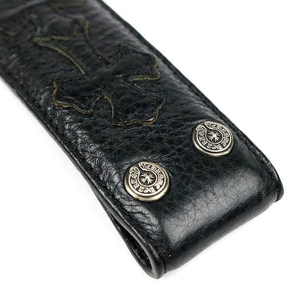 CHROME HEARTS Cemetery Cross Patch Leather Belt Size 32