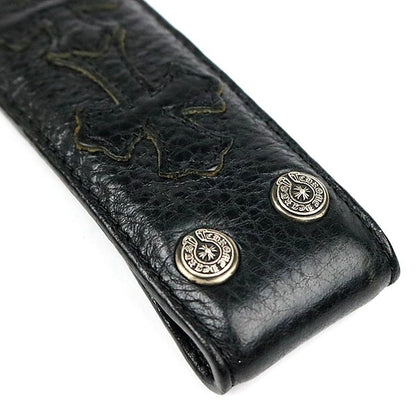 CHROME HEARTS Cemetery Cross Patch Leather Belt Size 32