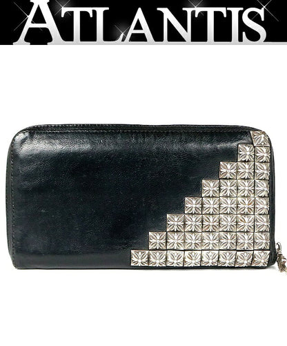 CHROME HEARTS REC F ZIP #2 Zero Pyramid Studs Wallet Black