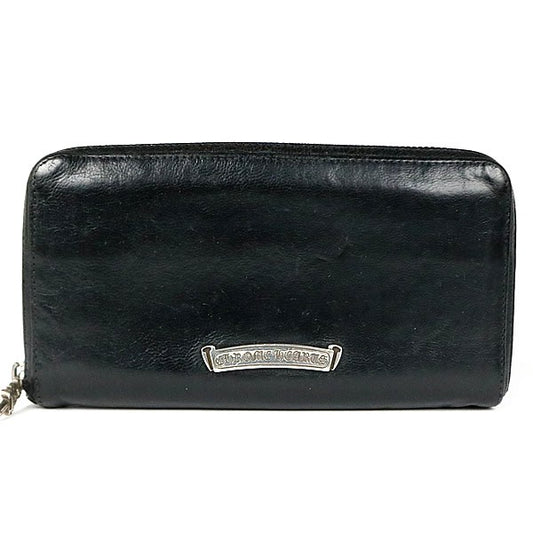 CHROME HEARTS REC F ZIP #2 Zero Pyramid Studs Wallet Black