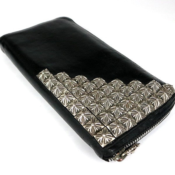 CHROME HEARTS REC F ZIP #2 Zero Pyramid Studs Wallet Black