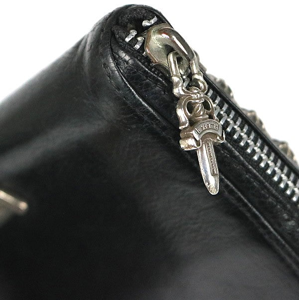 CHROME HEARTS REC F ZIP #2 Zero Pyramid Studs Wallet Black