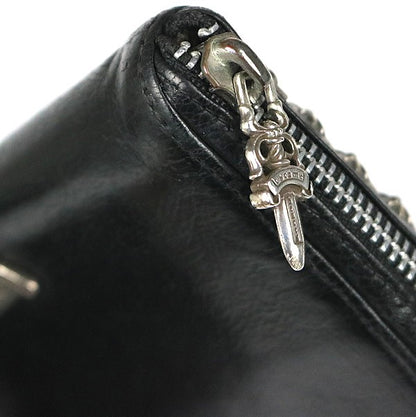 CHROME HEARTS REC F ZIP #2 Zero Pyramid Studs Wallet Black