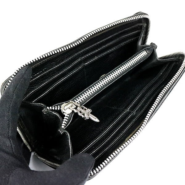 CHROME HEARTS REC F ZIP #2 Zero Pyramid Studs Wallet Black