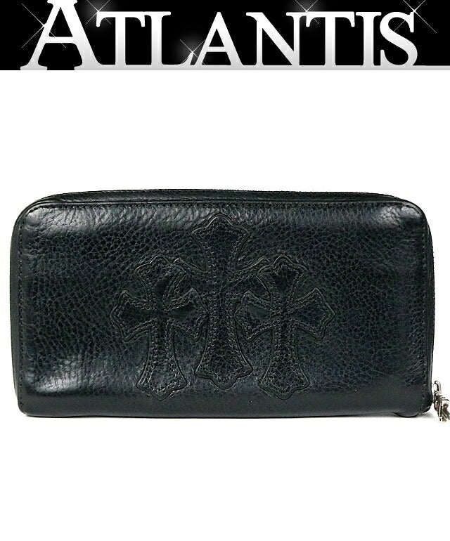 CHROME HEARTS REC F ZIP #2 3 Cemetery Cross Round Zip Wallet