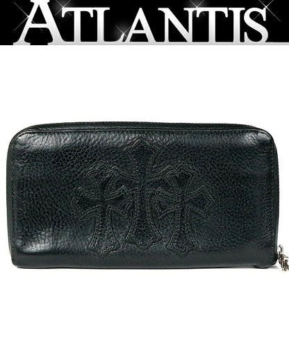 CHROME HEARTS REC F ZIP #2 3 Cemetery Cross Round Zip Wallet