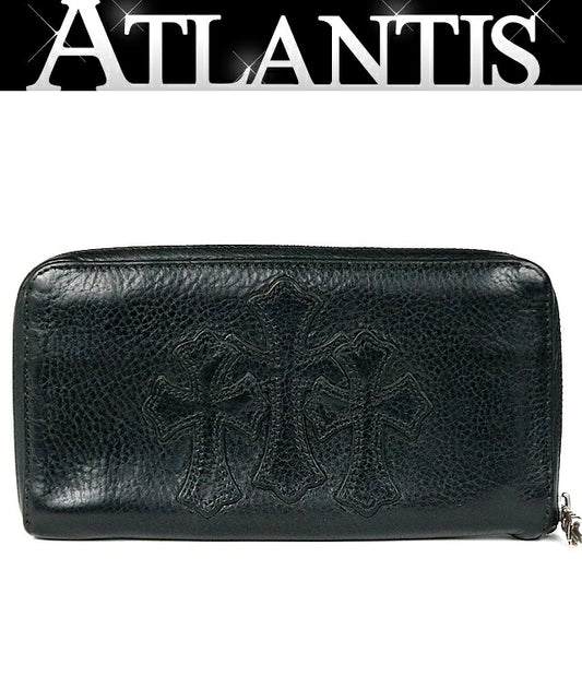 CHROME HEARTS REC F ZIP #2 3 Cemetery Cross Round Zip Wallet