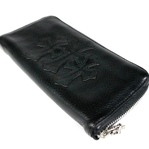 CHROME HEARTS REC F ZIP #2 3 Cemetery Cross Round Zip Wallet