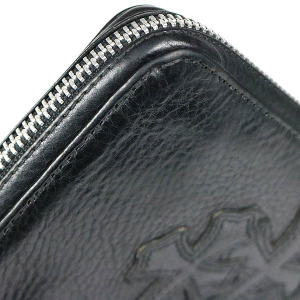 CHROME HEARTS REC F ZIP #2 3 Cemetery Cross Round Zip Wallet