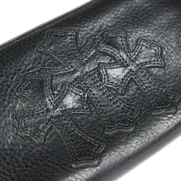 CHROME HEARTS REC F ZIP #2 3 Cemetery Cross Round Zip Wallet