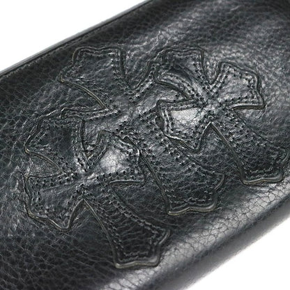 CHROME HEARTS REC F ZIP #2 3 Cemetery Cross Round Zip Wallet