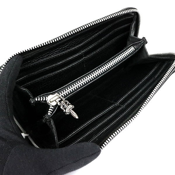 CHROME HEARTS REC F ZIP #2 3 Cemetery Cross Round Zip Wallet